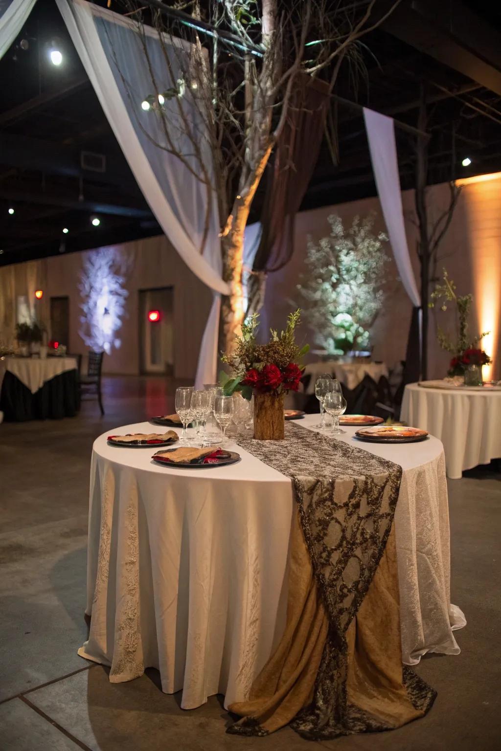 Artistic draping introduces drama and intrigue to your table.