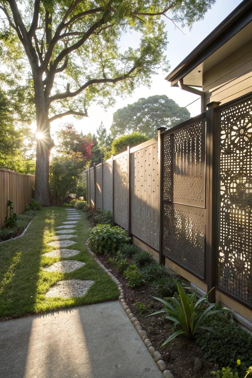 Perforated panels balance privacy with an airy, open feel.