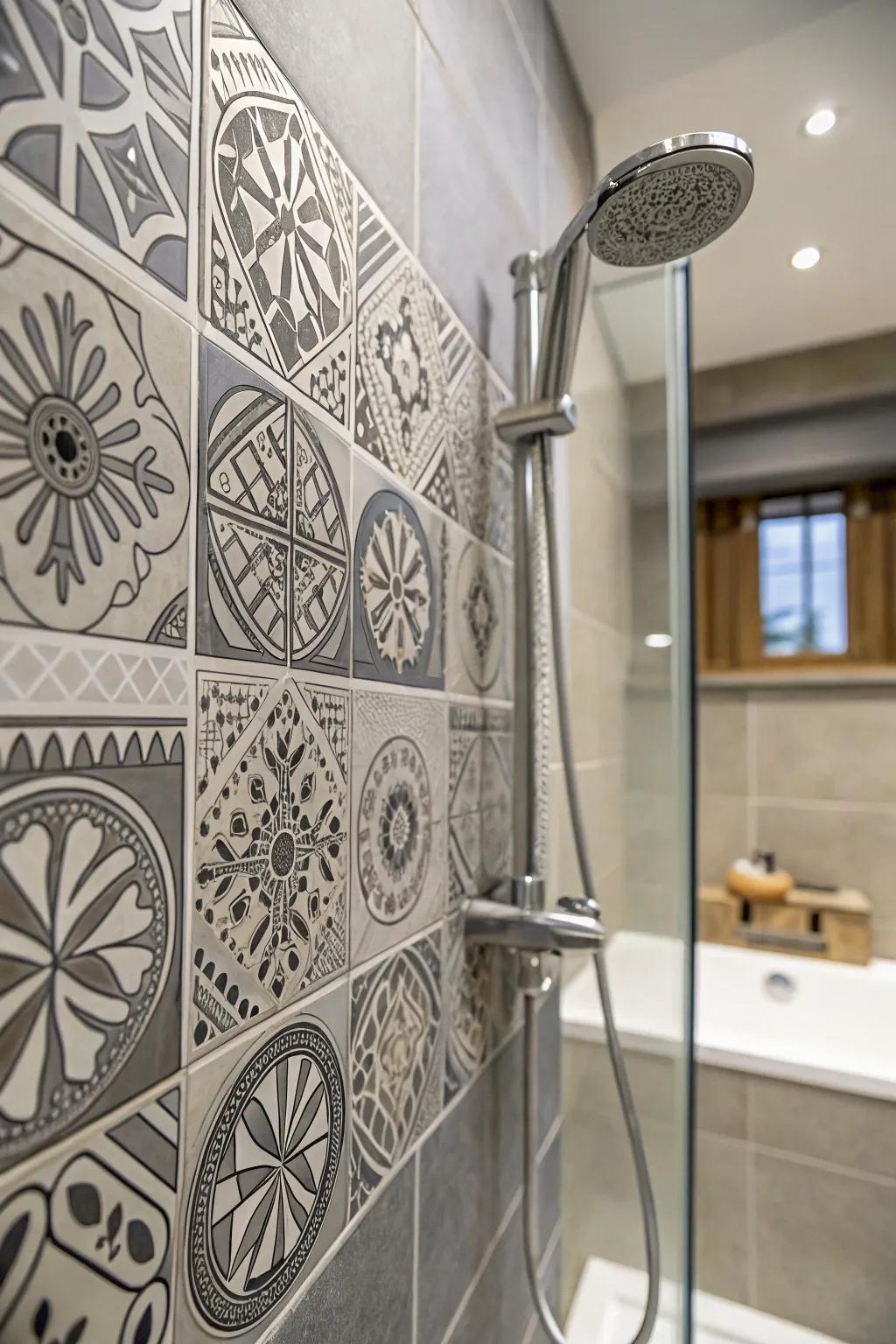 Alluring art deco impulses adopting grey tiles.