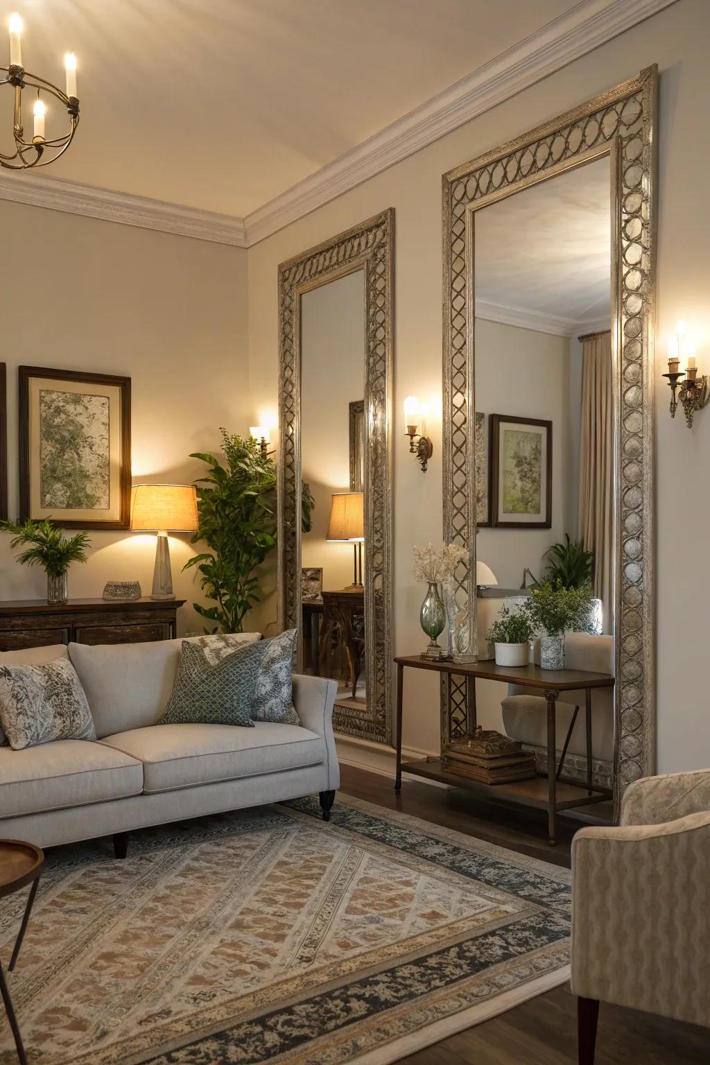 Expand your Sims 4 lounge using the strategic use of mirrors.