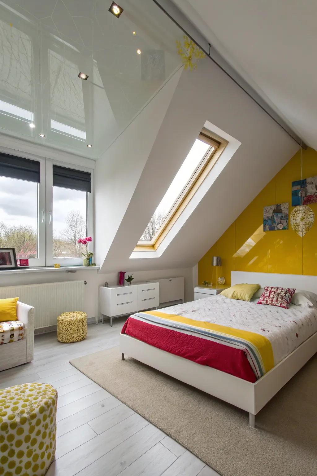The glossy paint reflects light, making the room feel bigger and more open.
