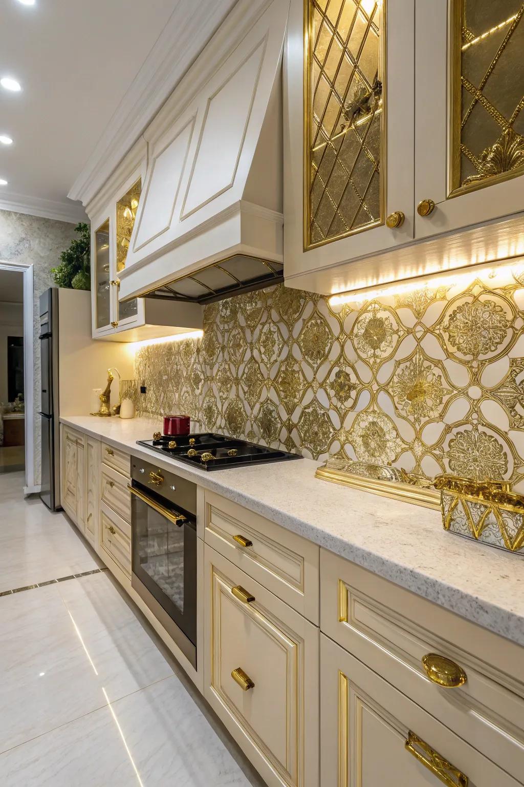 Elevate elegance with a hint of gold in your cooking area.