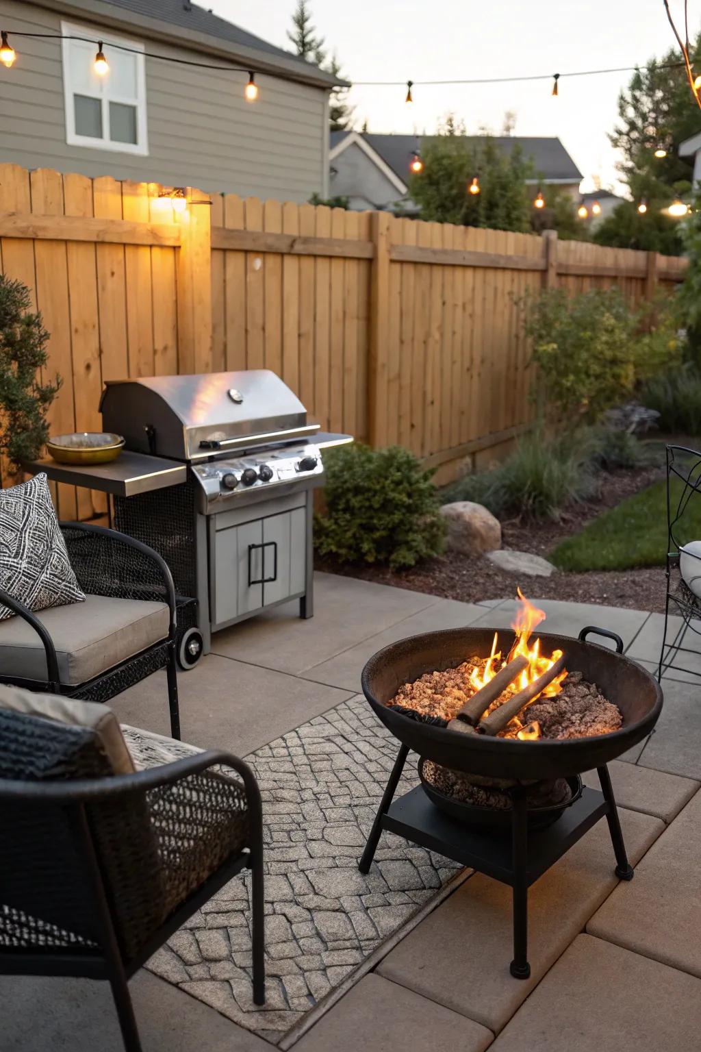 Portable firepits bring warmth and can be moved around.