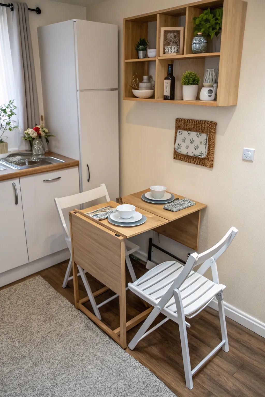 Folding furniture maximizes flexibility.