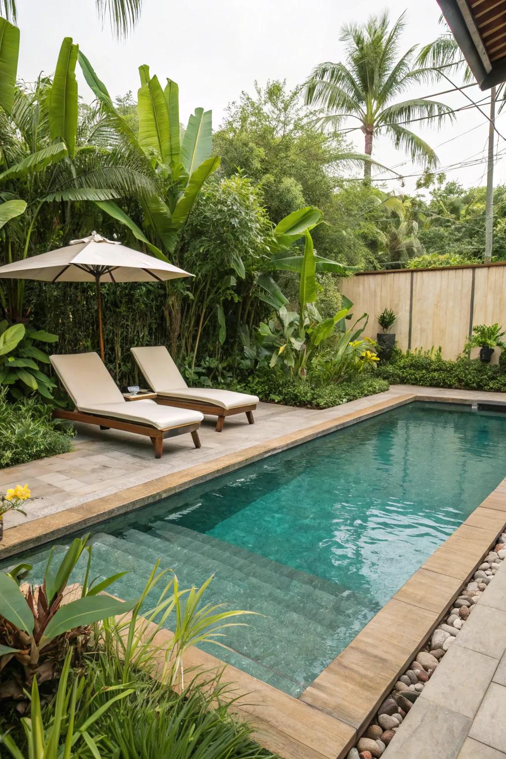 A sunbathing step gives a perfect sunbathing spot.