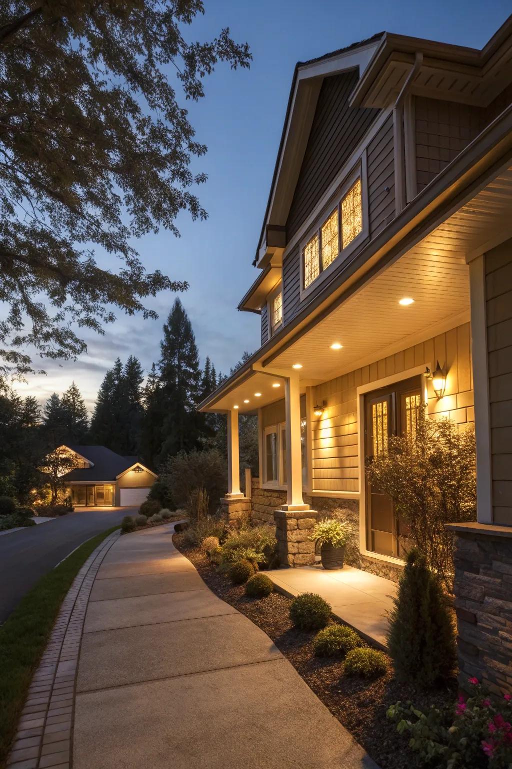 Dual function hidden lighting offers both security and decorative benefits.