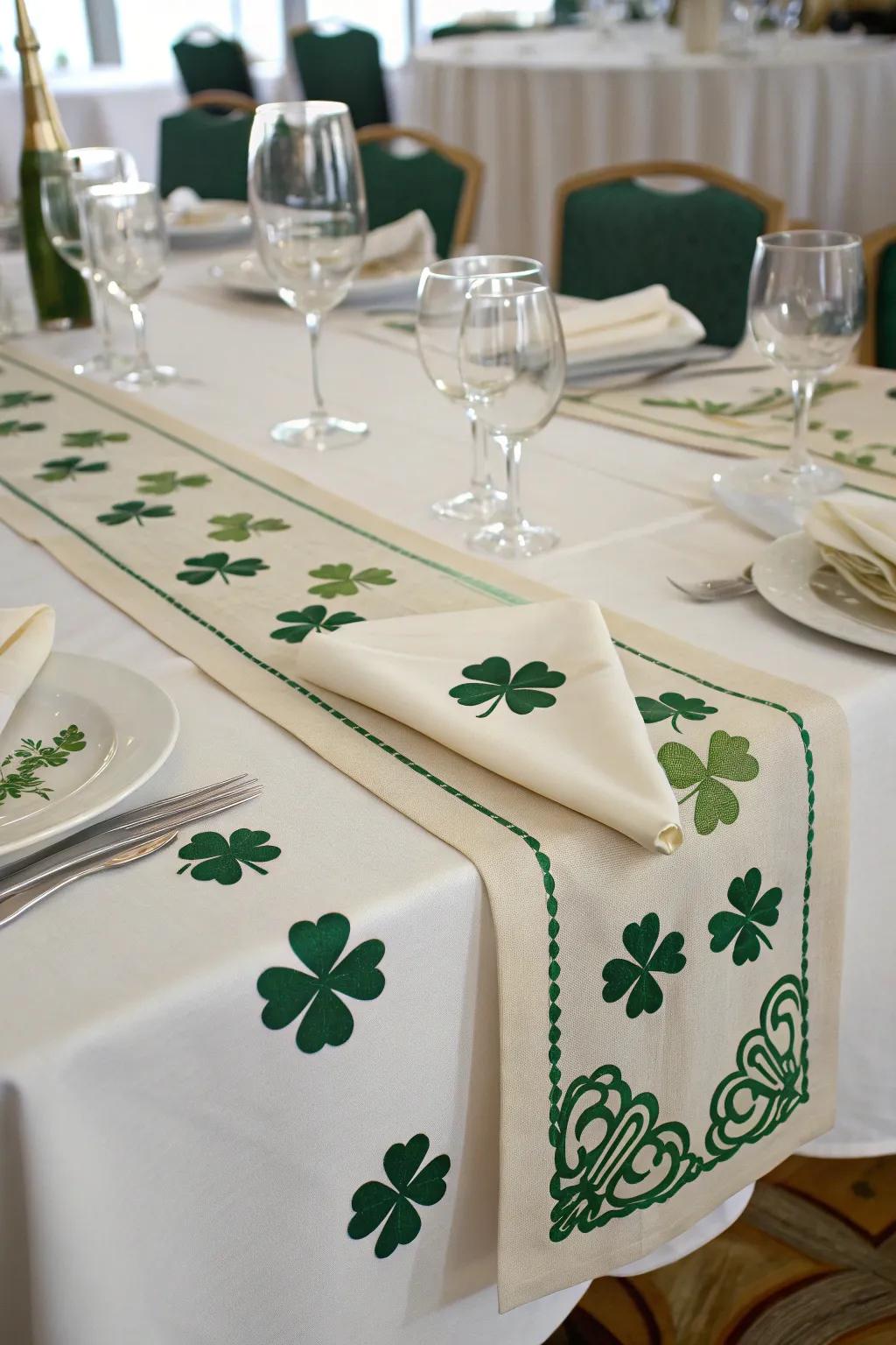 Elevate your table's presentation through sophisticated clover prints.