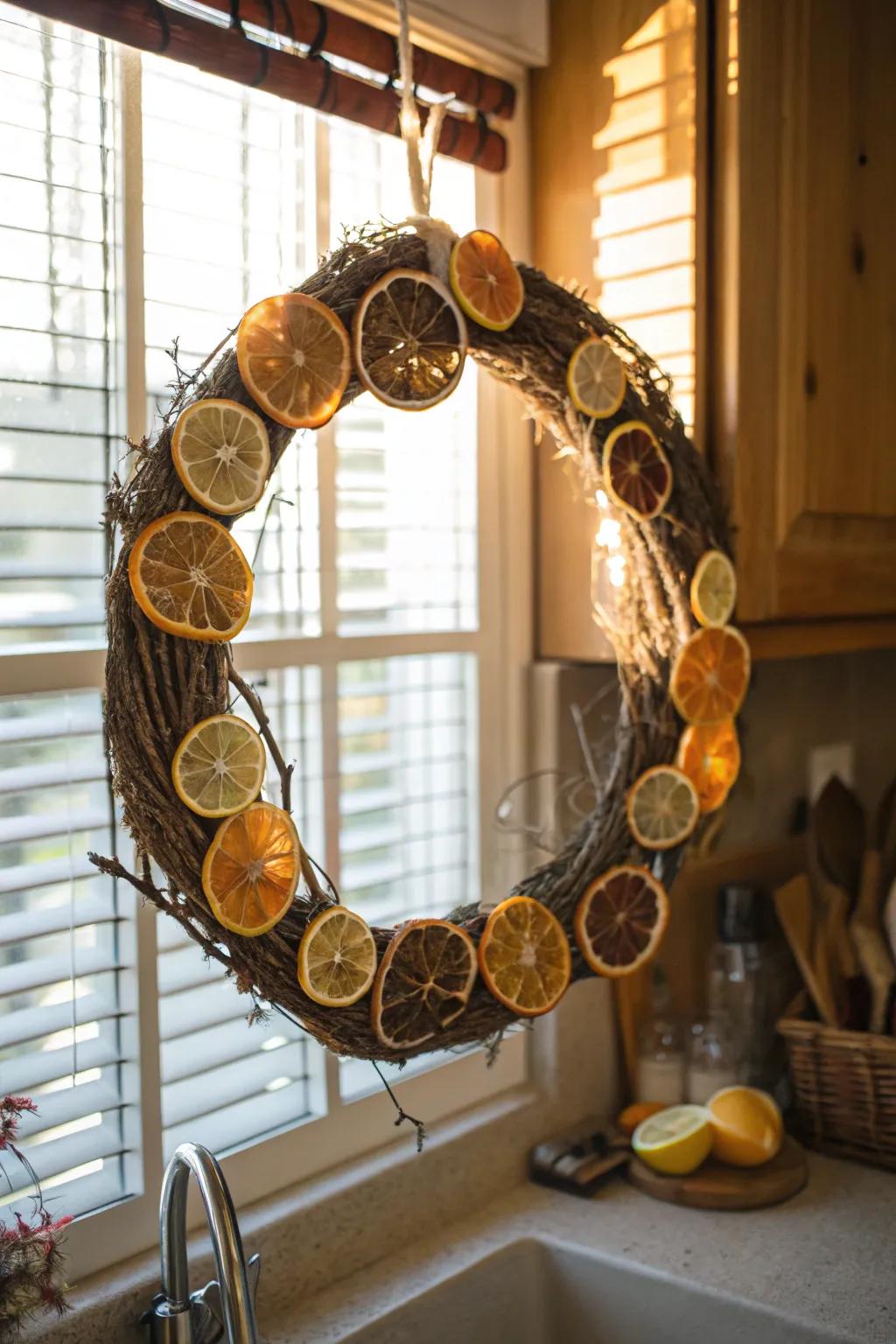Infuse a sun-kissed vibe through desiccated citrus sections.