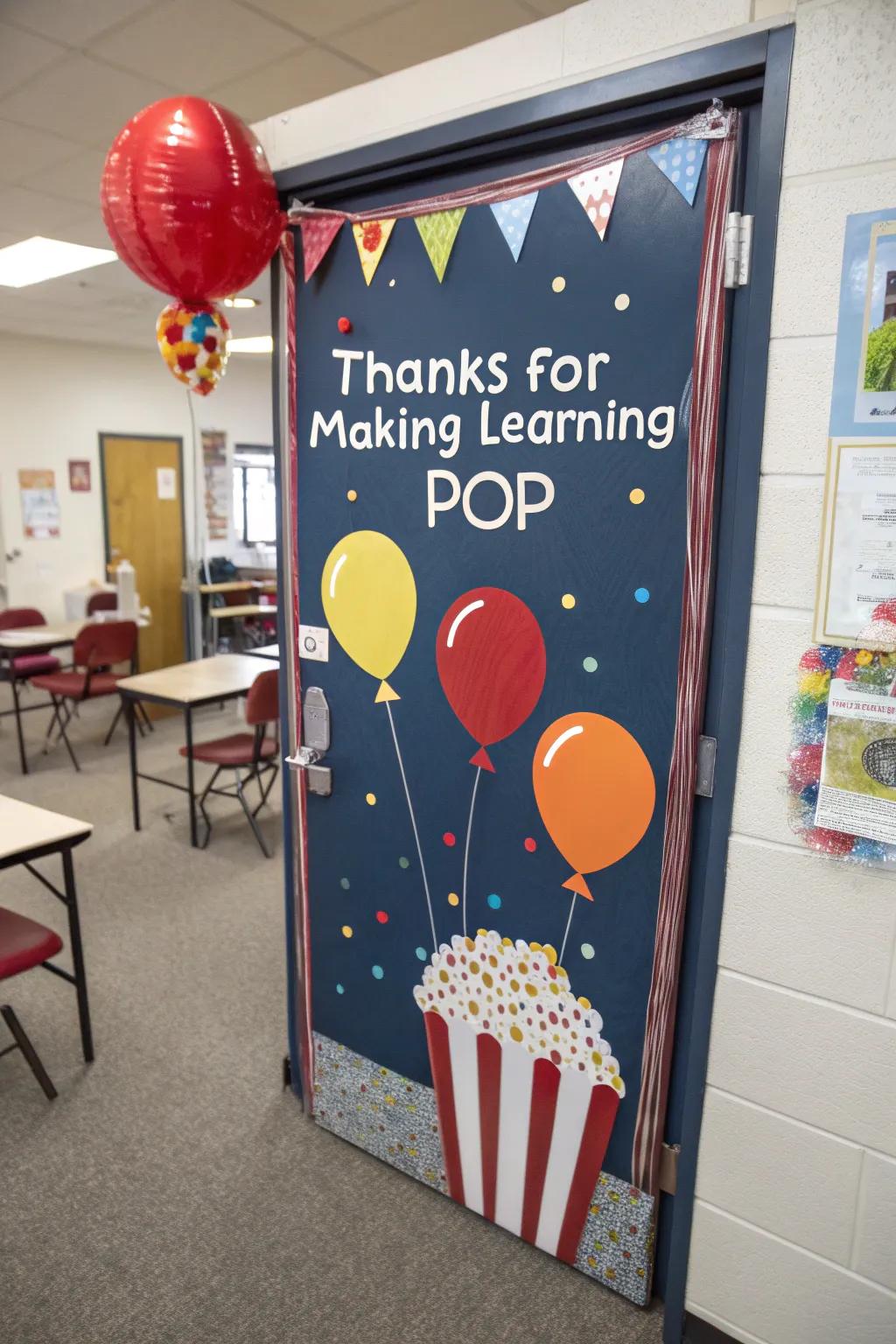 Add a burst of fun with an orbs and nibbles-themed appreciation door.