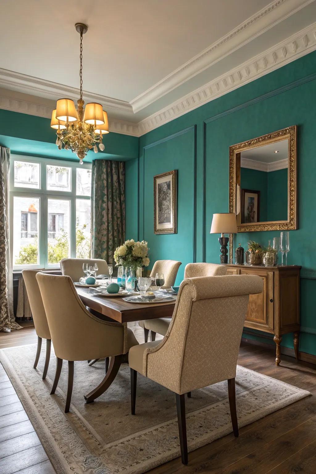 Beige softens the intensity of azure