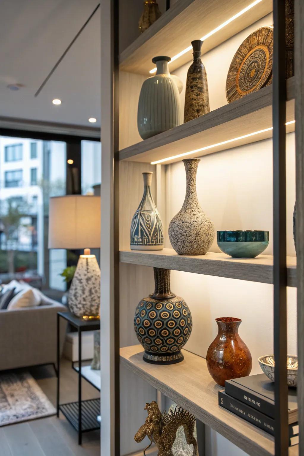 Rack displaying unique and personal decor pieces