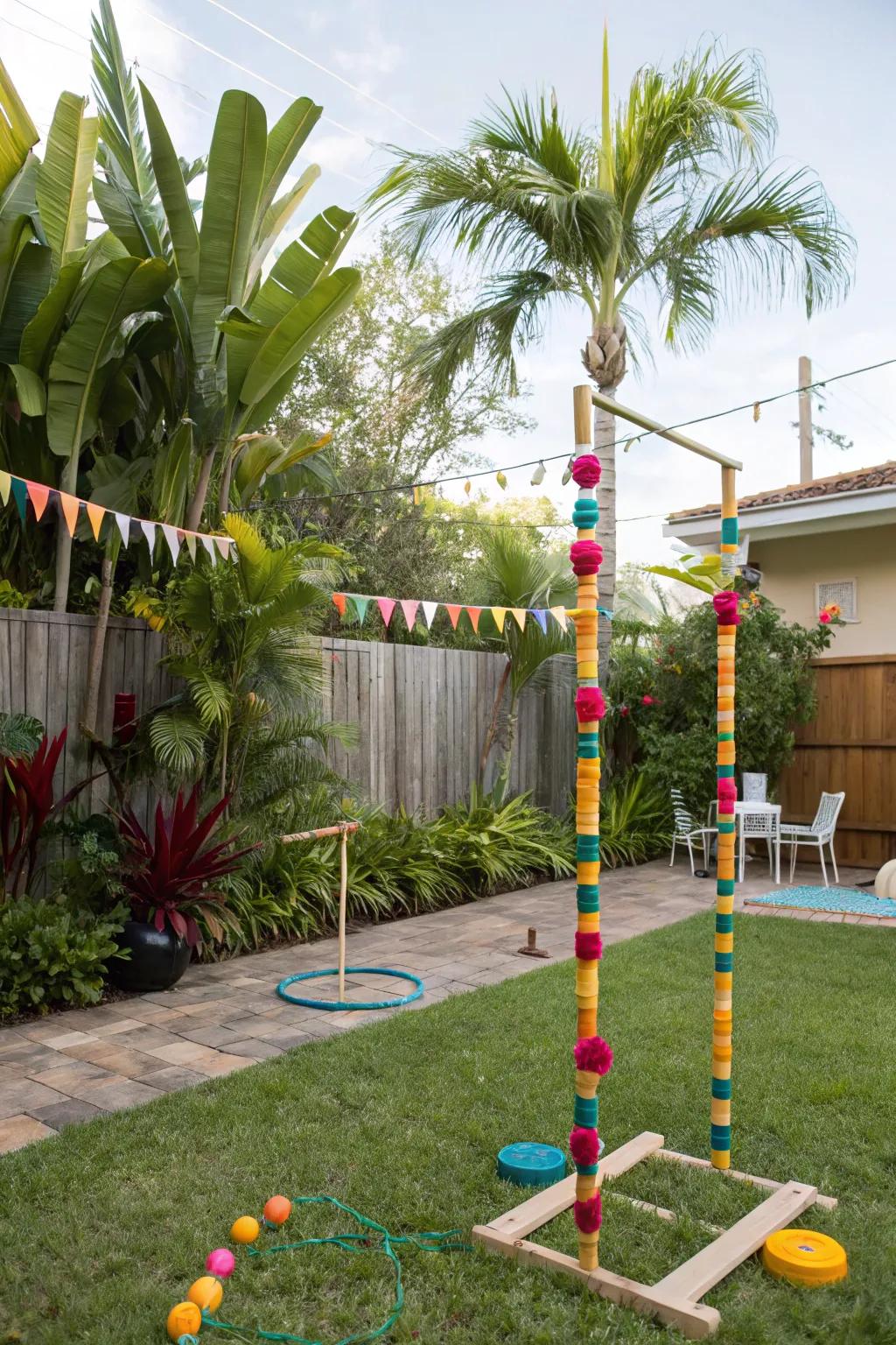 Island-themed activities add fun to outdoor gatherings.