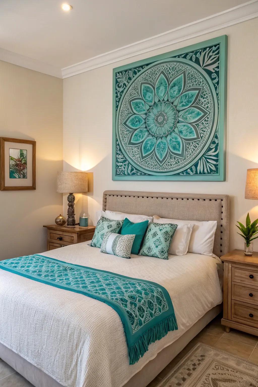 Turquoise prints add a unique touch.