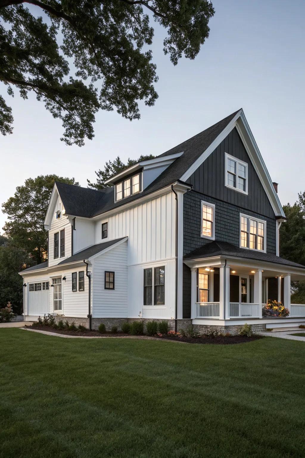 Black and white provide a classic, timeless contrast.