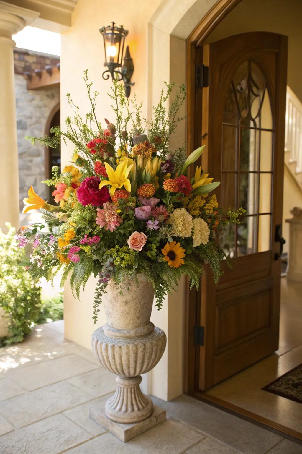 Lush floral bunch for a warm welcome