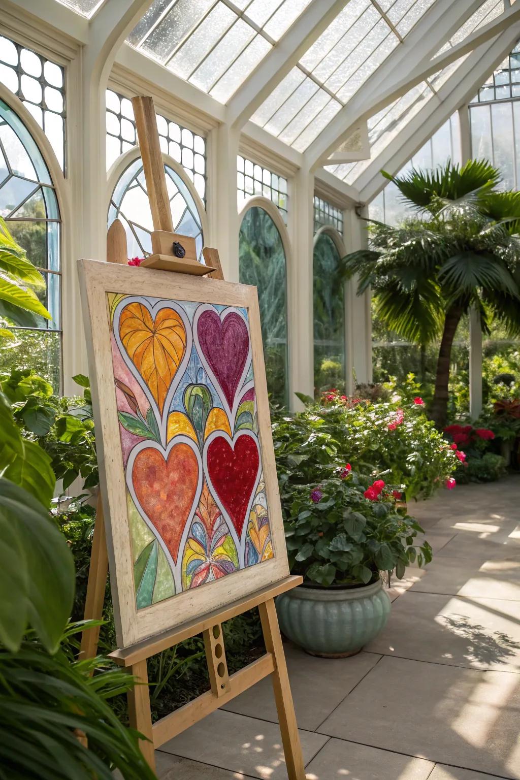 Stained glass heart schemes interact magnificently with illumination.