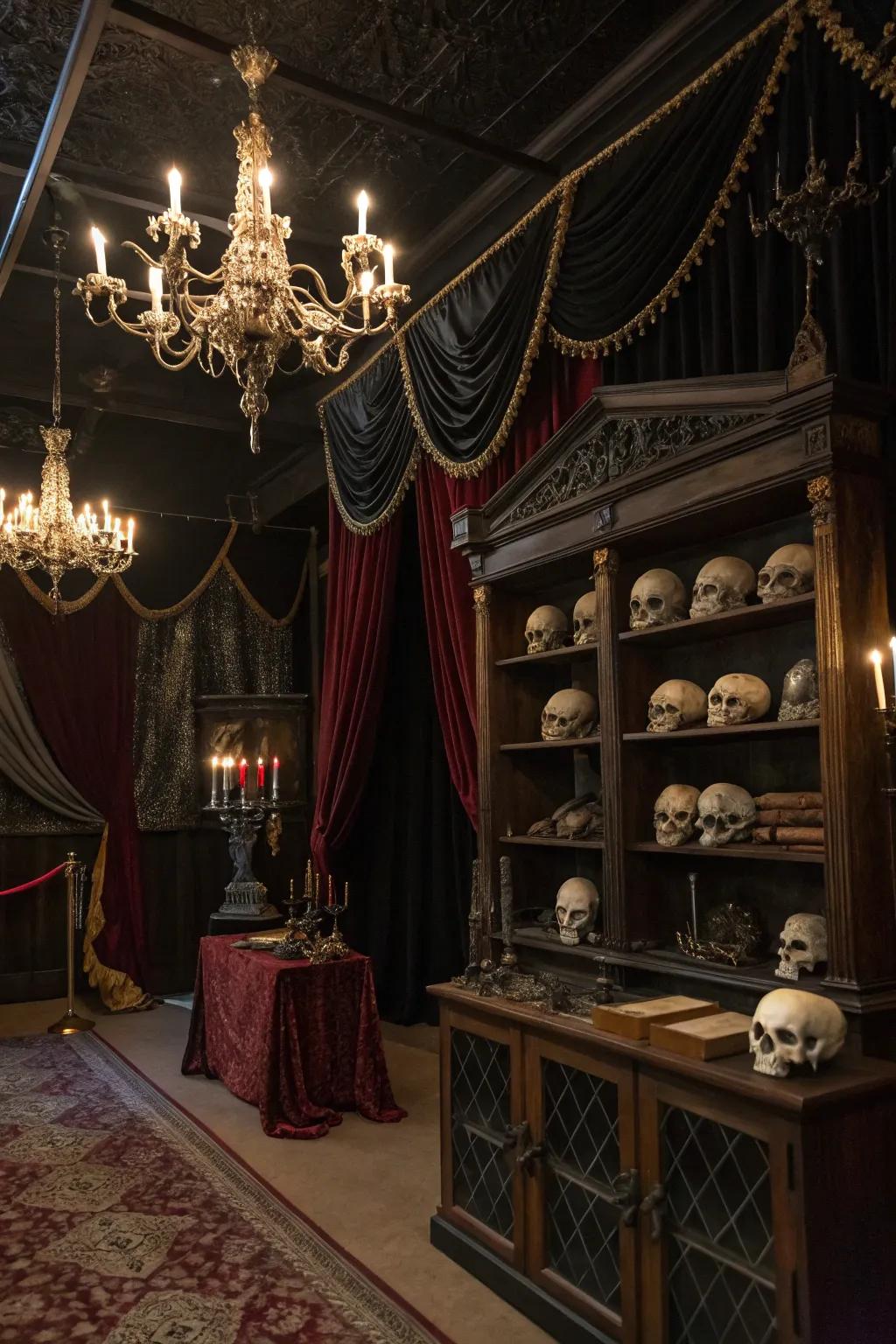 Skulls and skeletal structures infuse a quintessential spectral nuance into your vampire aesthetic.