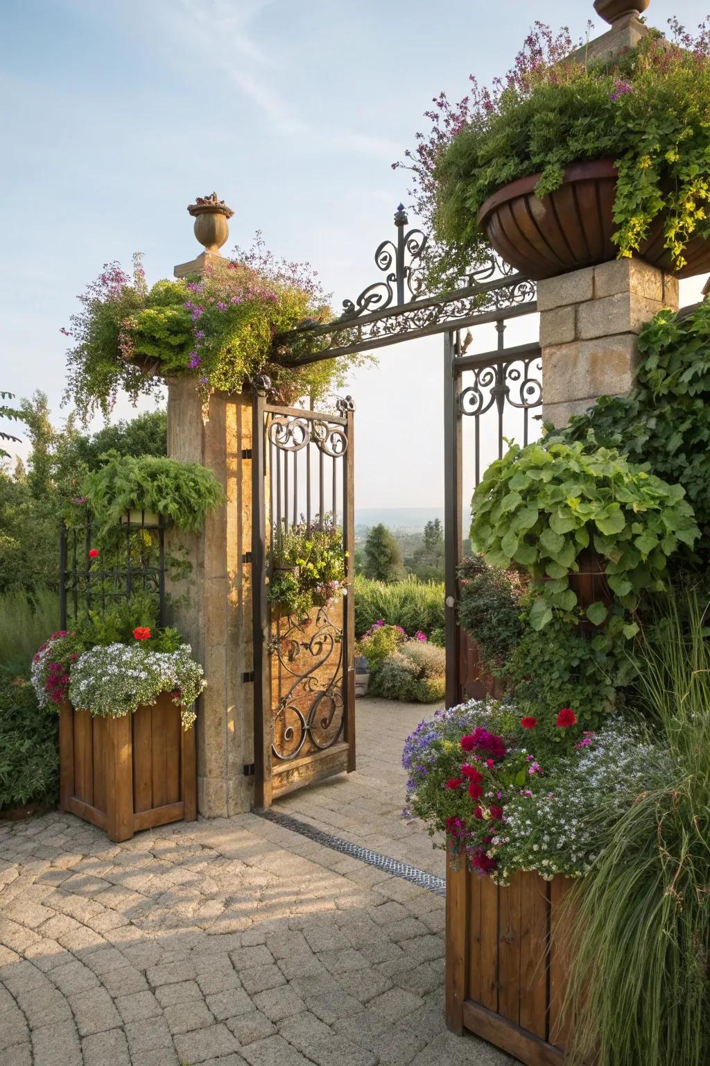 An upright garden gateway that adds greenery and function.