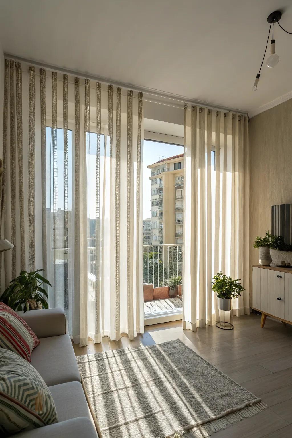 Lined window coverings offer timeless style and height.