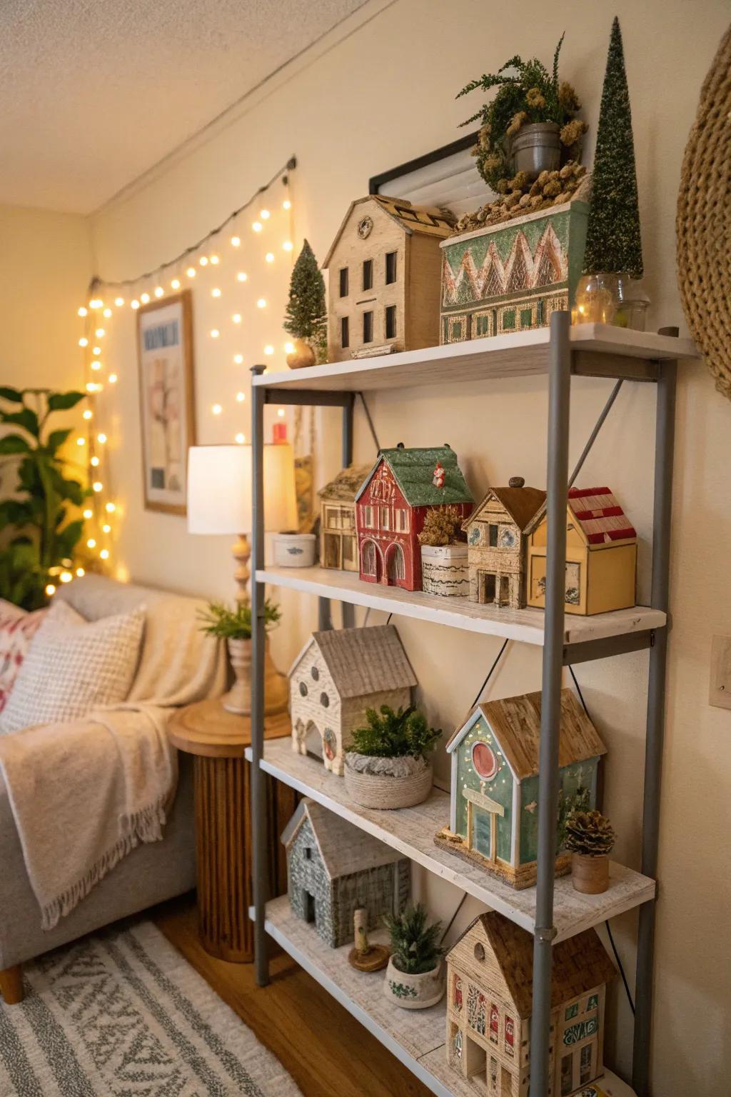 Putz abodes forge a charming, storybook festive panorama.