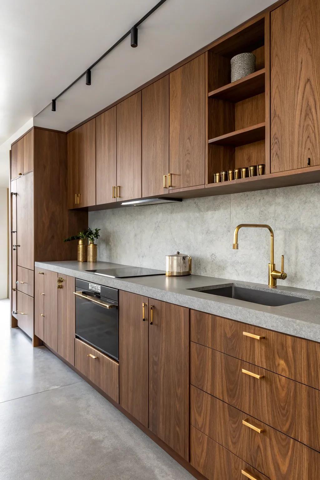 Unexpected material combinations create a standout walnut kitchen.