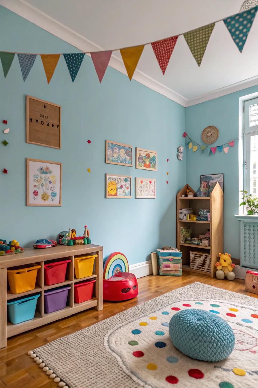 Create a playful and imaginative space in kids' rooms with cerulean walls.
