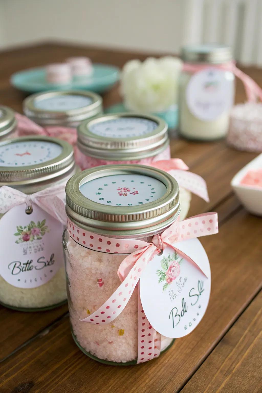 DIY bath salts presenting a soothing and personalized wedding gift