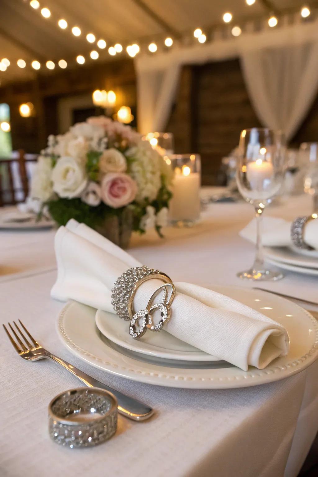Altered napkin clasps add a polished impression