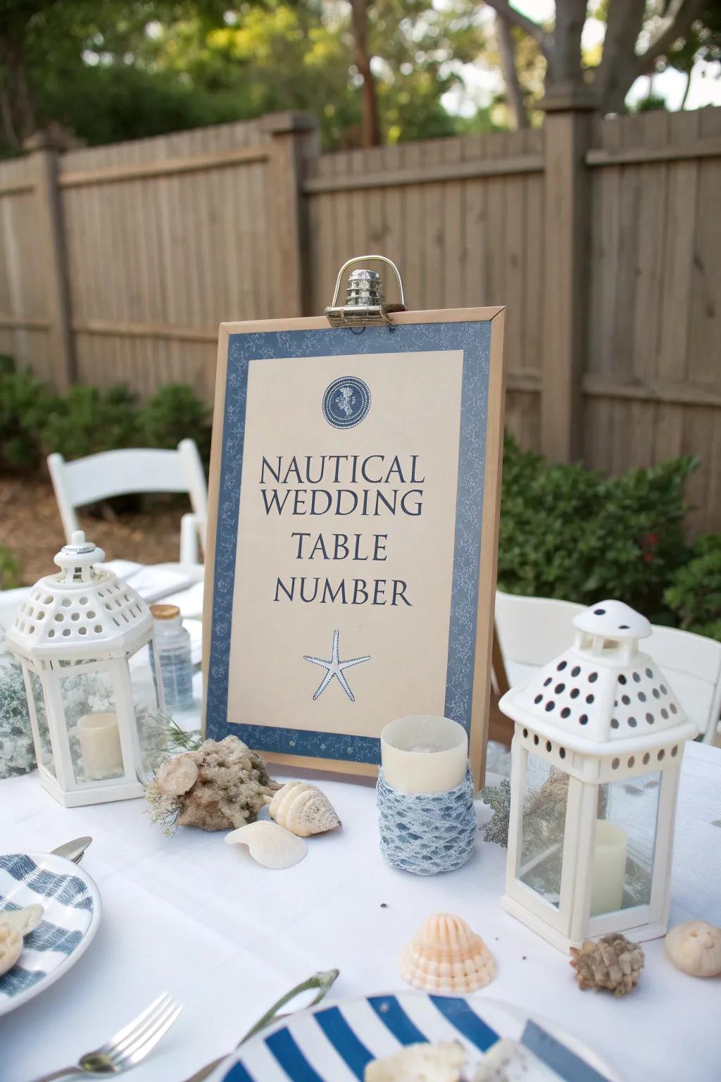 Note boards contribute a seafaring and playful touch to your wedding tables.