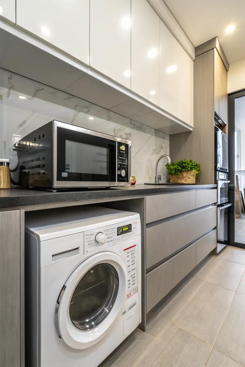 A microwave in the utility room frees up area in your main cooking area.