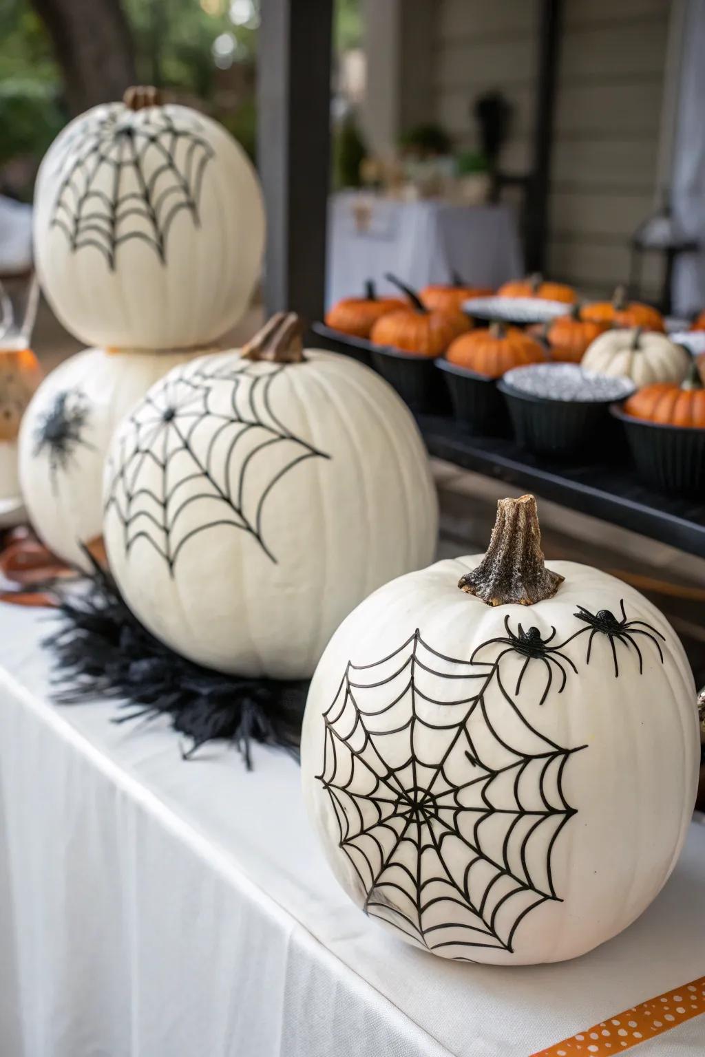 Spider web designs for a spooky Halloween feel.
