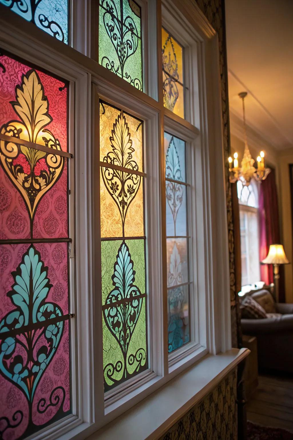 Get creative with a imitation painted glass effect for your windows.