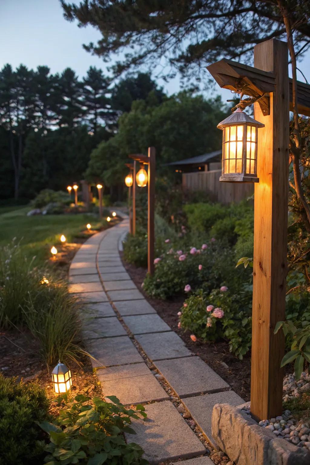 Illuminate your garden with timber lighting fixtures.