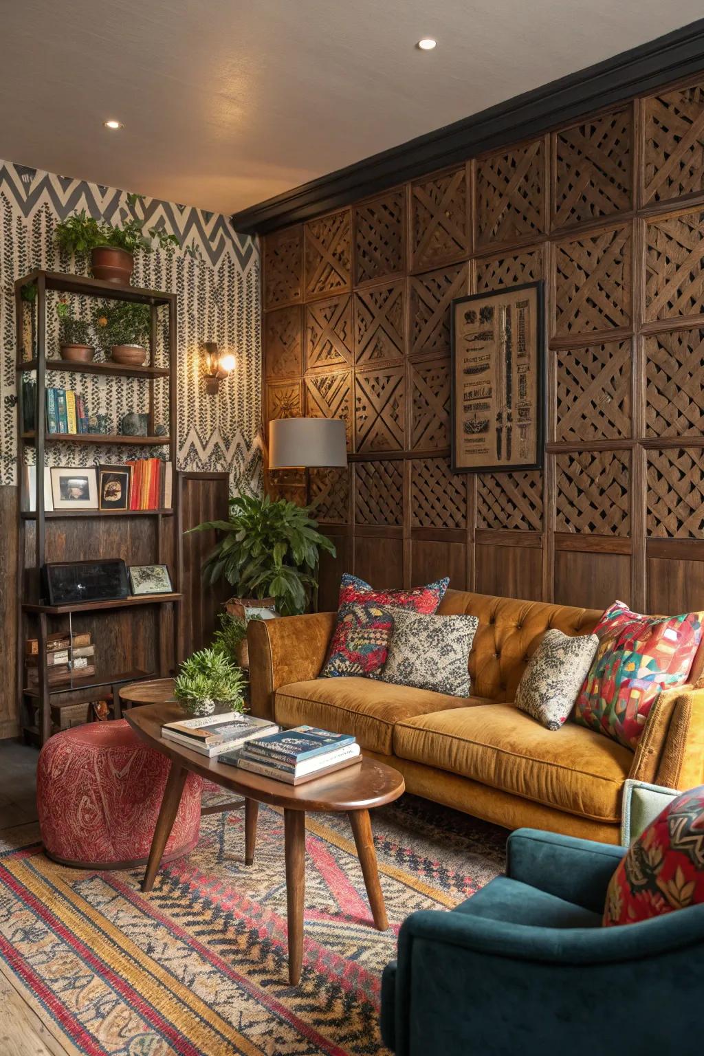 Patterned lumber panels inject personality into your area.