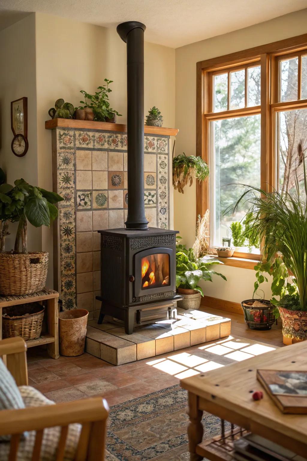 Natural elements bring harmony and balance to your wood stove surround.