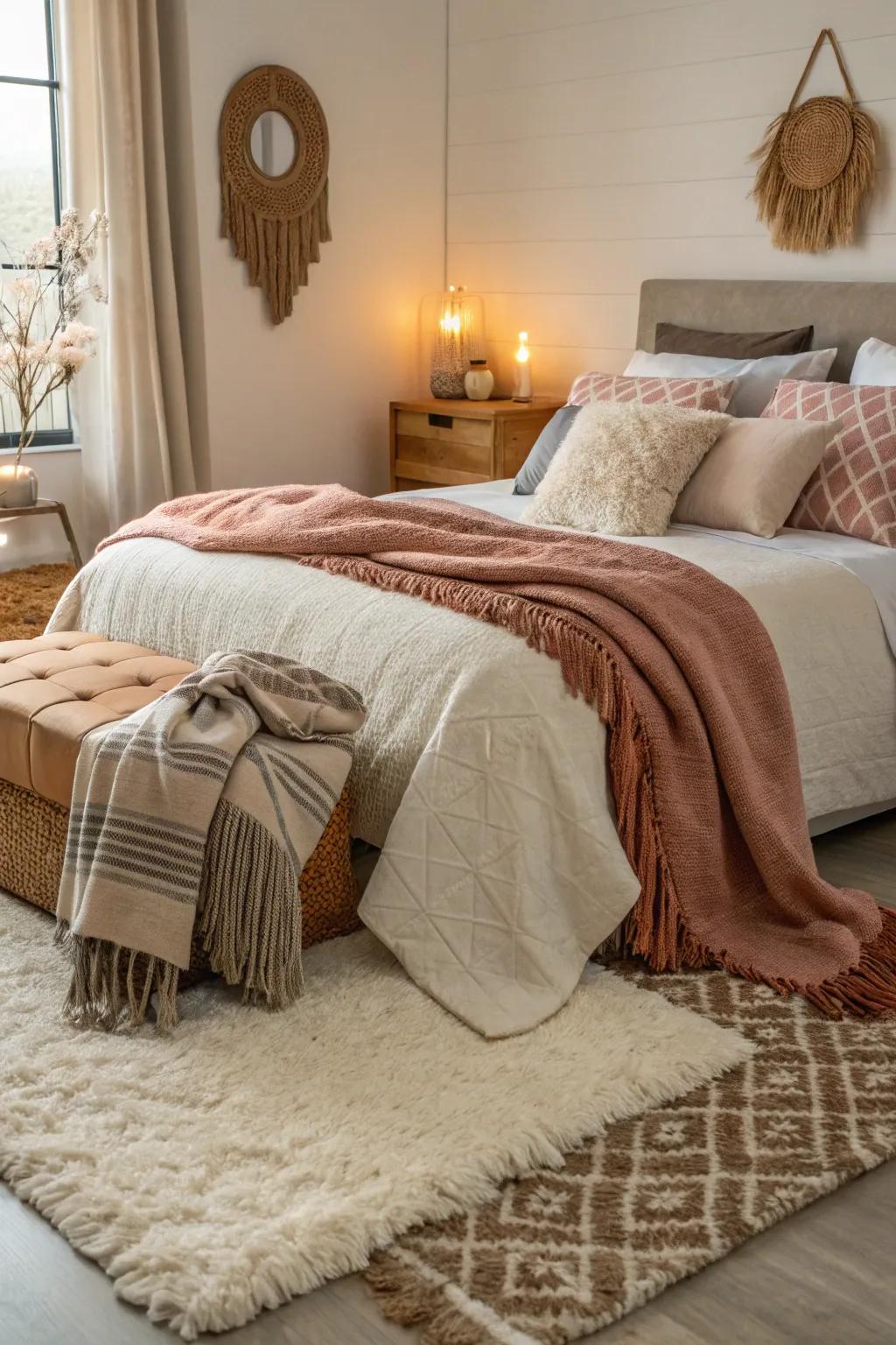 Different textures add depth and coziness to the space.