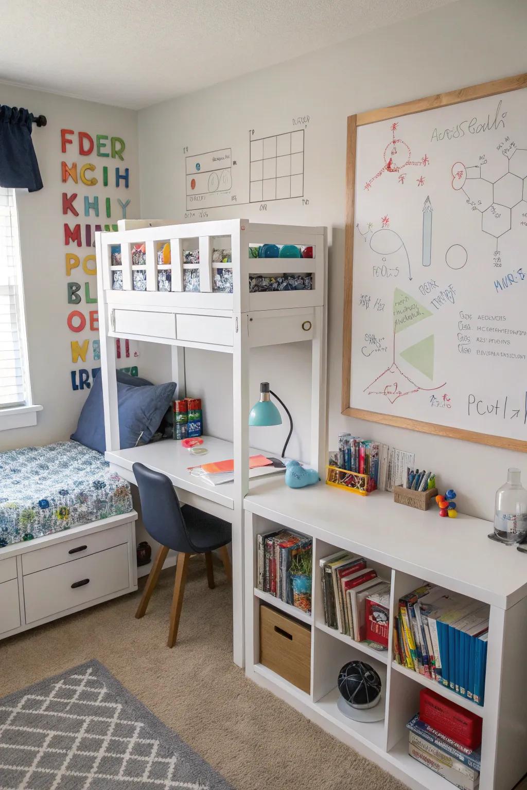 A science space corner encourages learning and curiosity in a fun way.