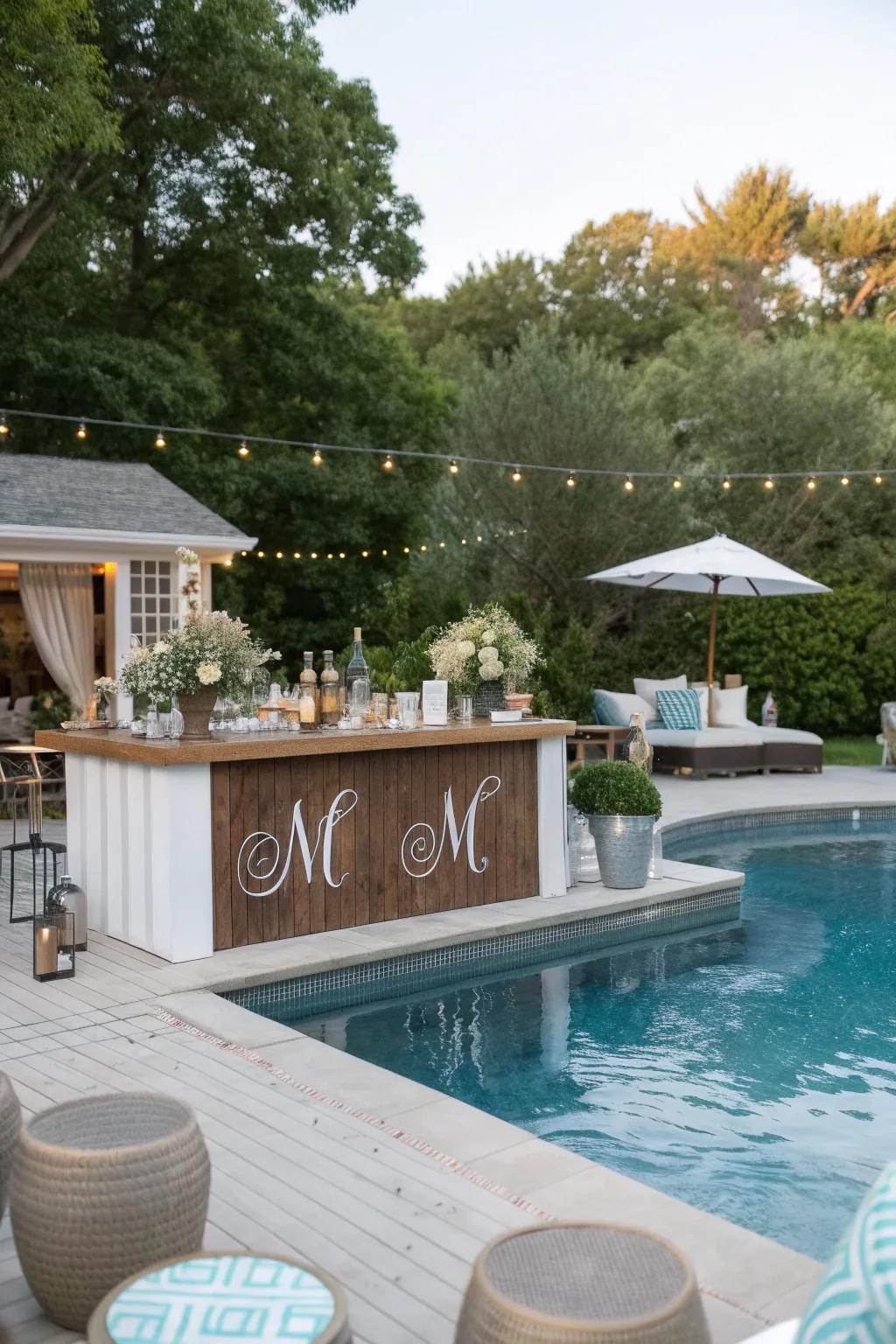Your poolside bar is made uniquely yours by personalized accents.