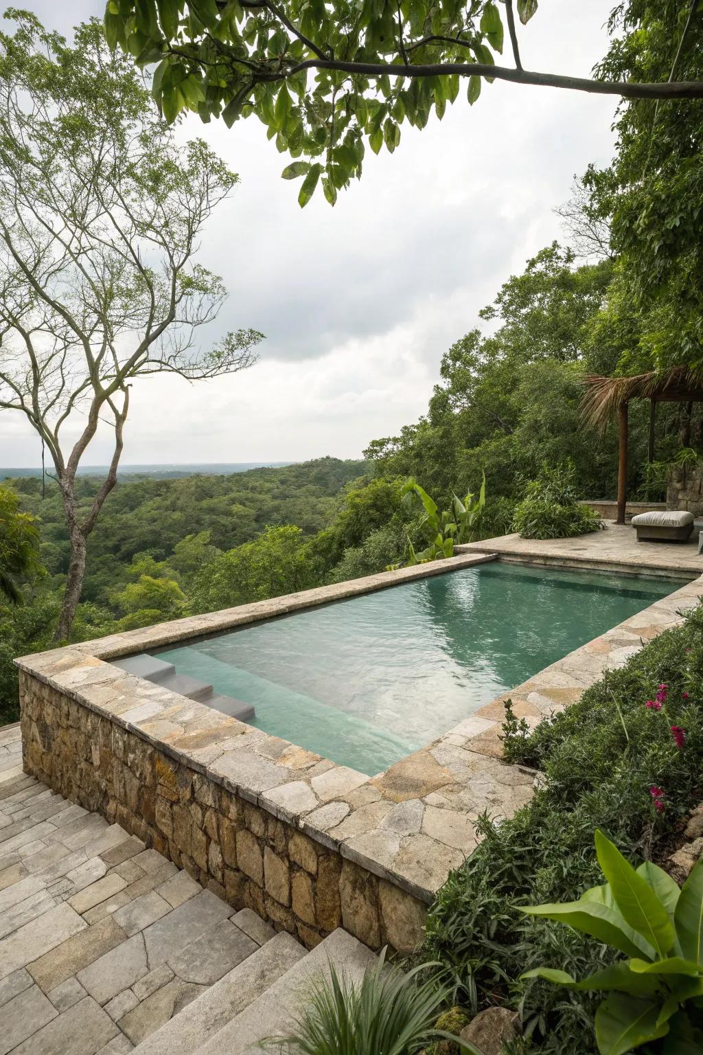 Native stone renders a timeless and lavish sensation to your pool zone.