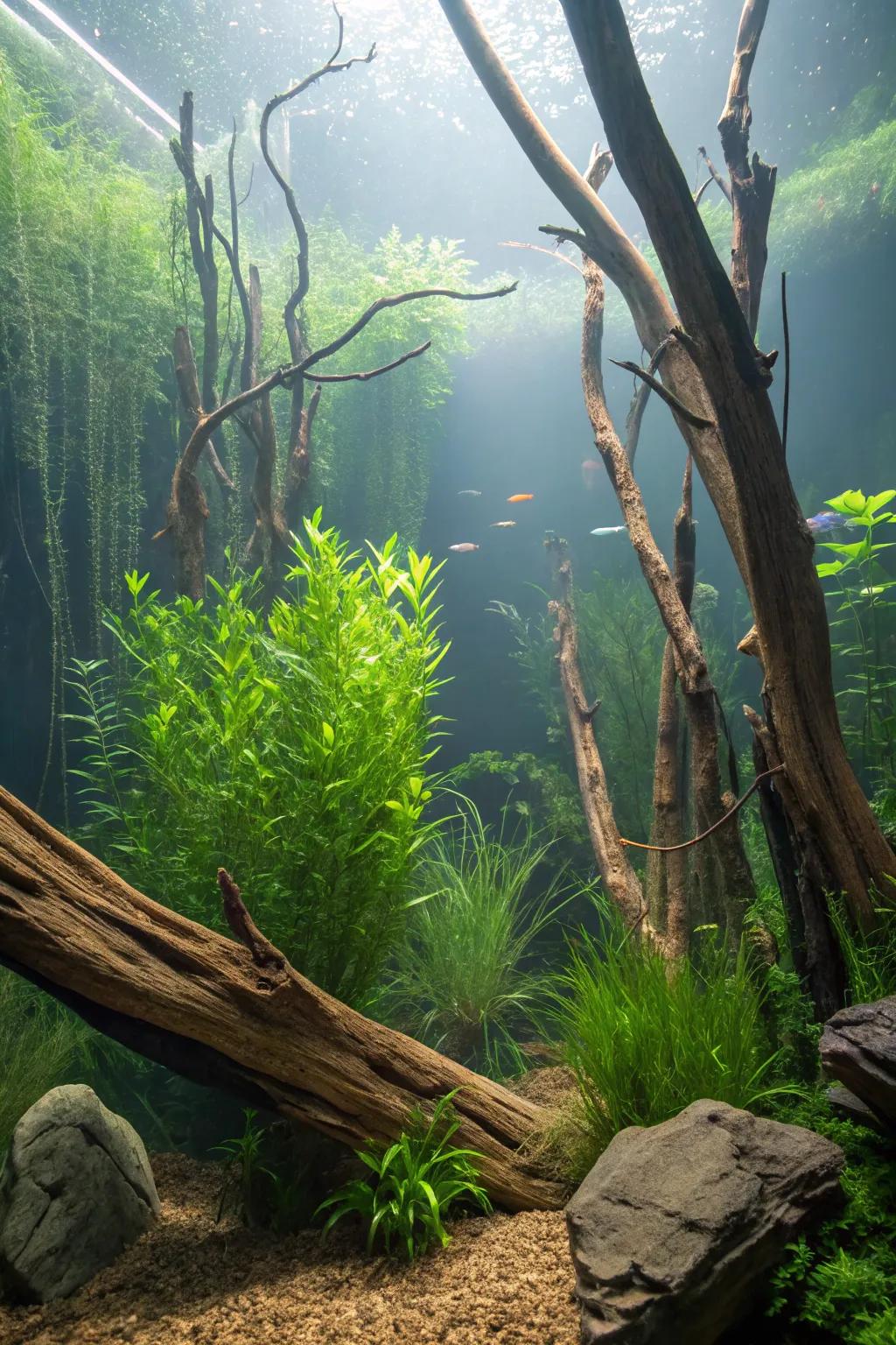 A forested style adds top-down dimension while emulating wild settings.