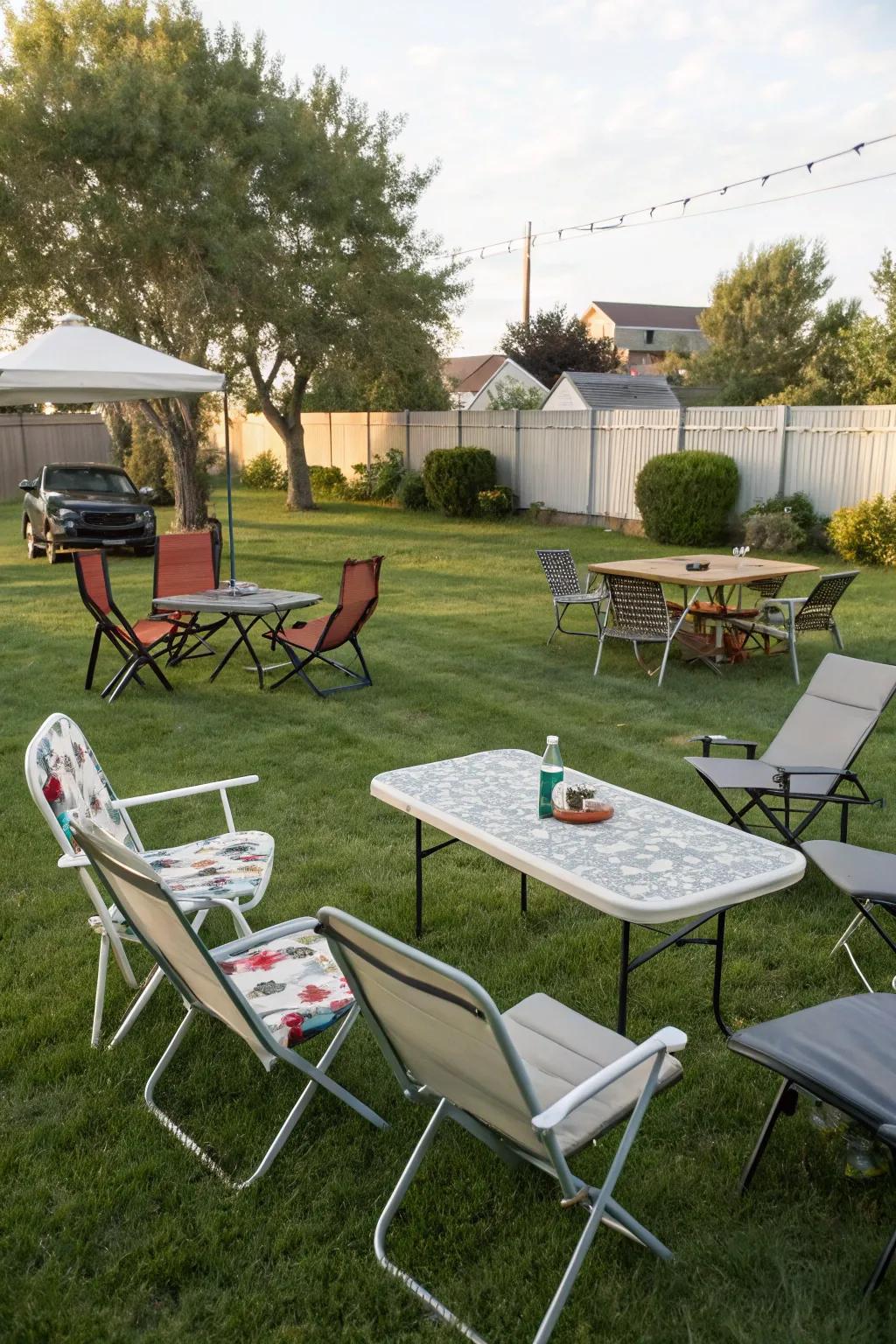 Moveable furniture offers flexibility and versatility.