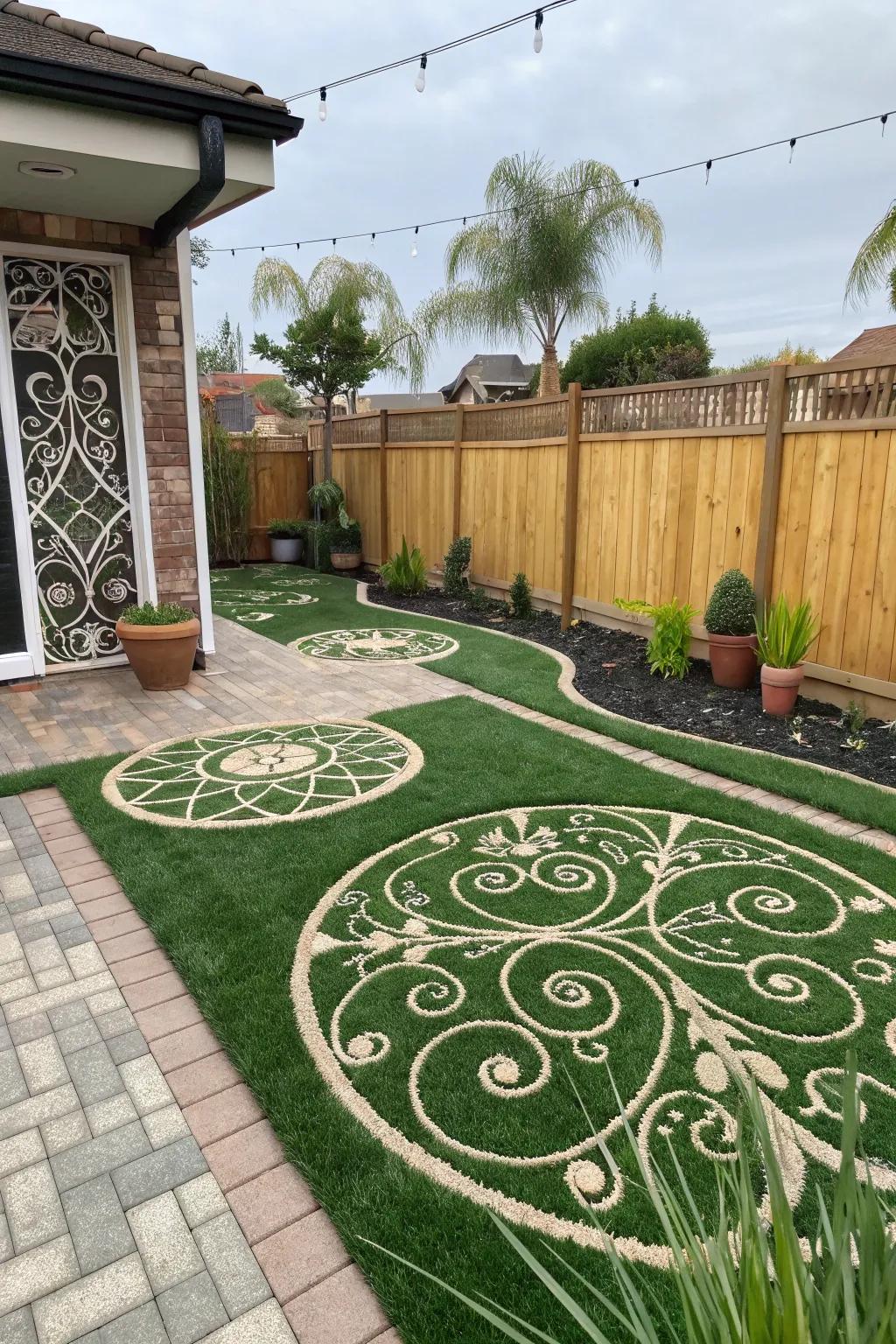Lush turf features imaginative creative designs.