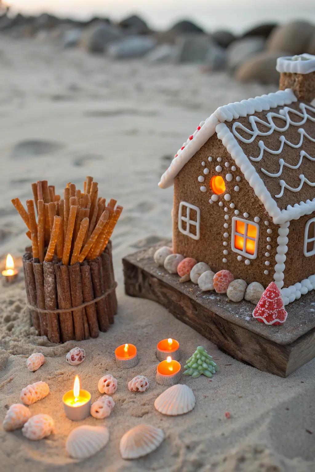 A diminutive littoral pyre appends warmth and communal spirit.