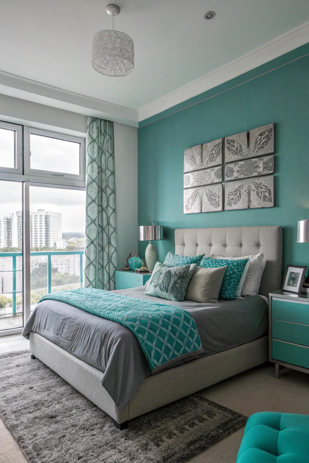Realize modern style through teal and gray.