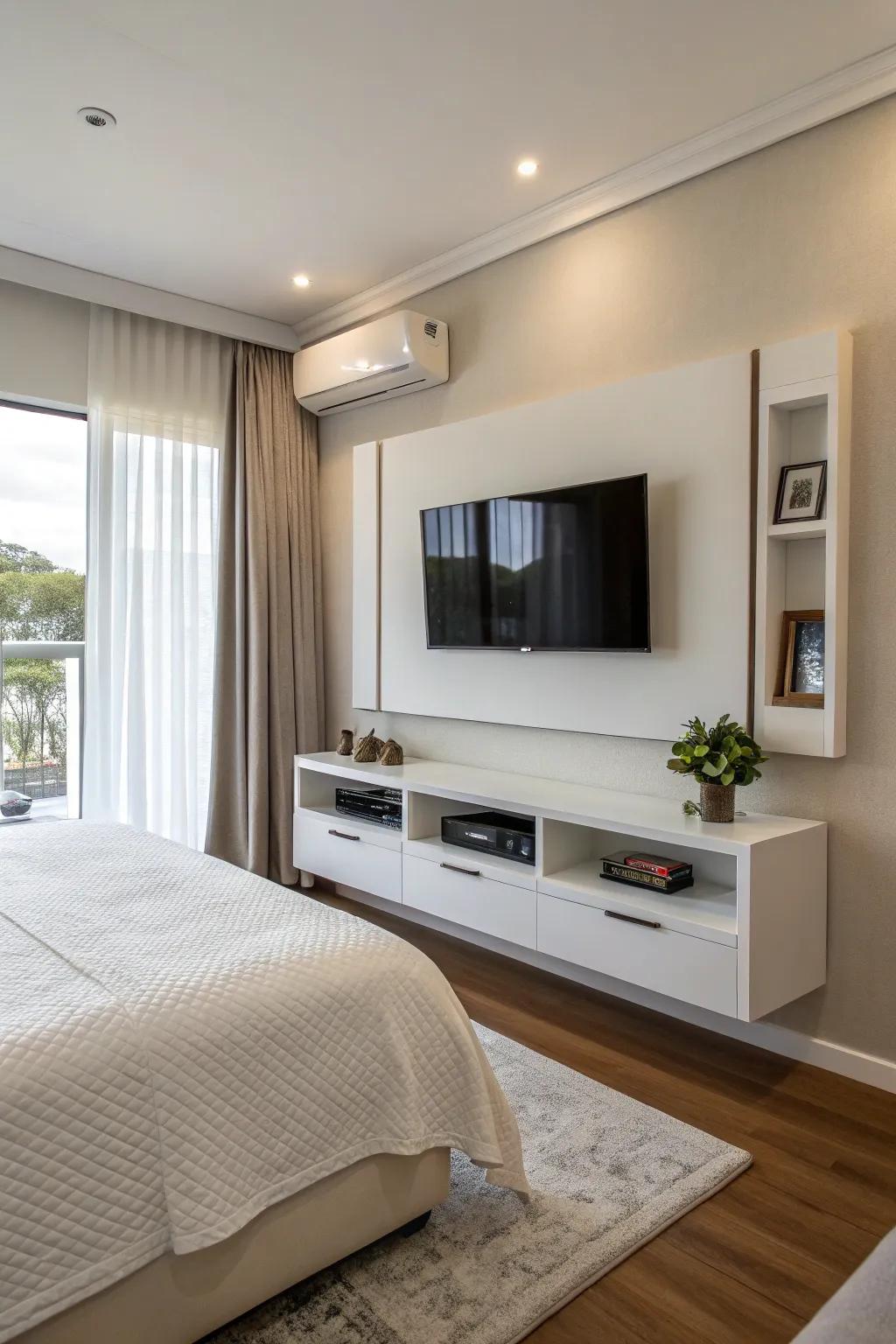 Wall-mounted stands maximize space efficiently.