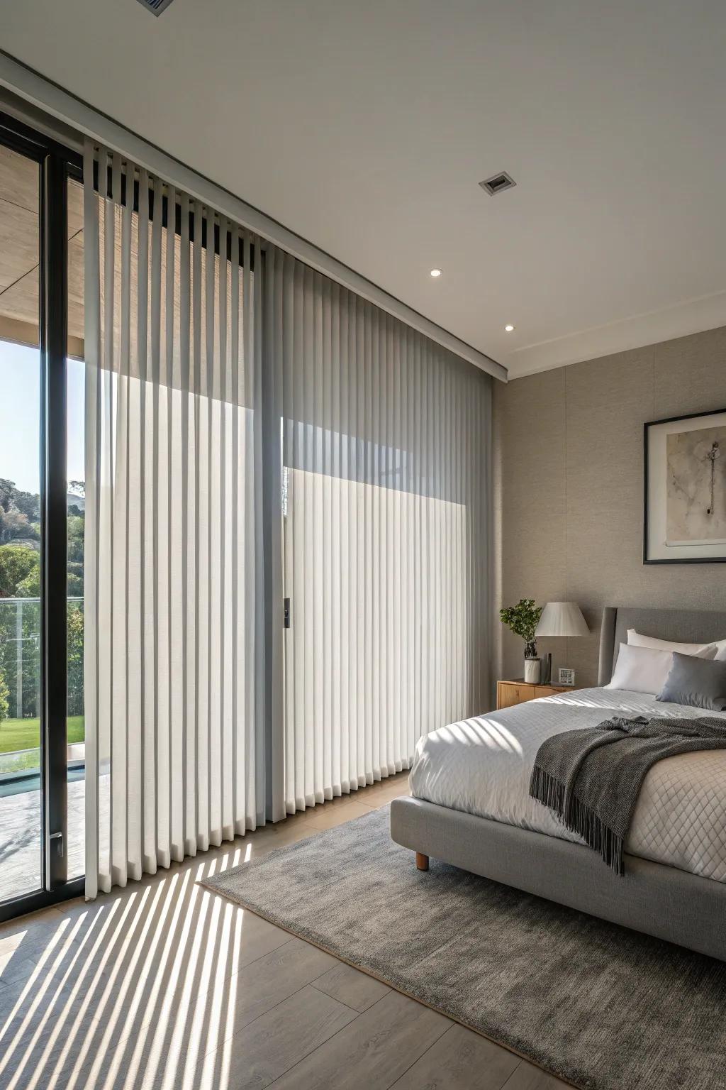 Upright blinds are a fashionable and practical choice for large windows.