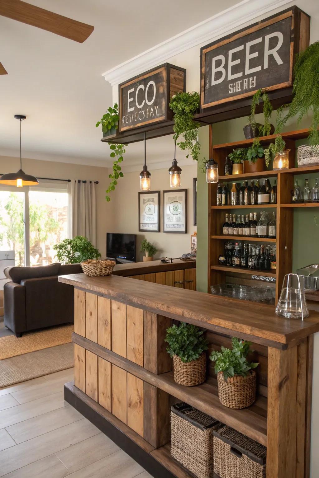 Eco-friendly brew signs offer sustainable style.