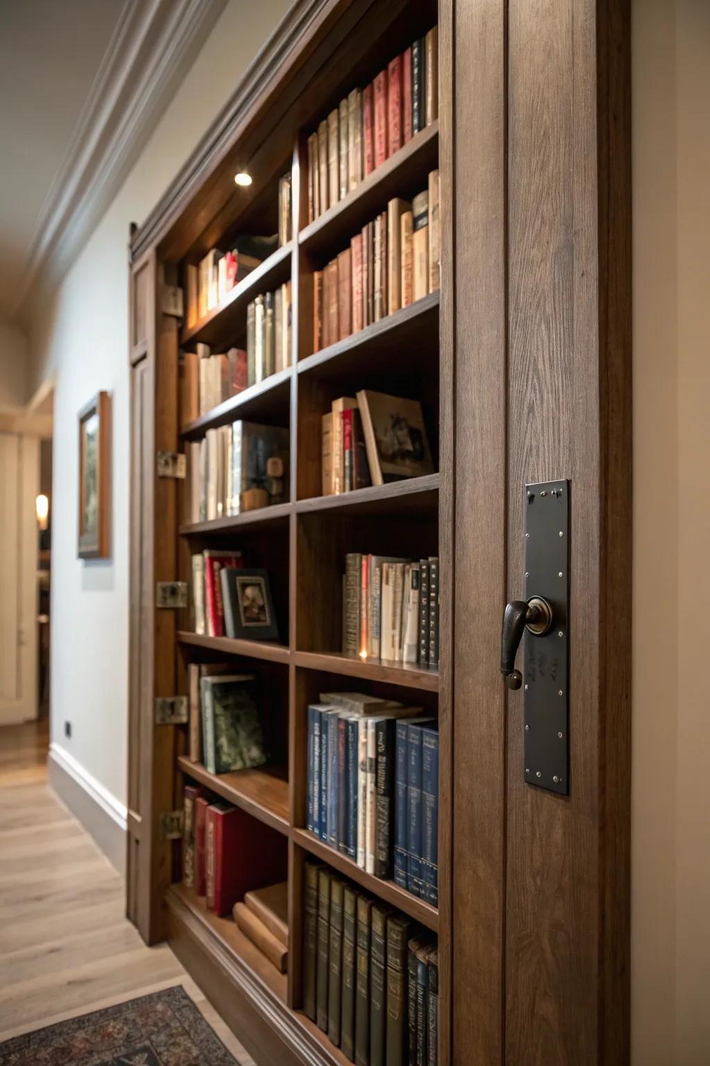 A secret door adds an element of surprise to the book room.