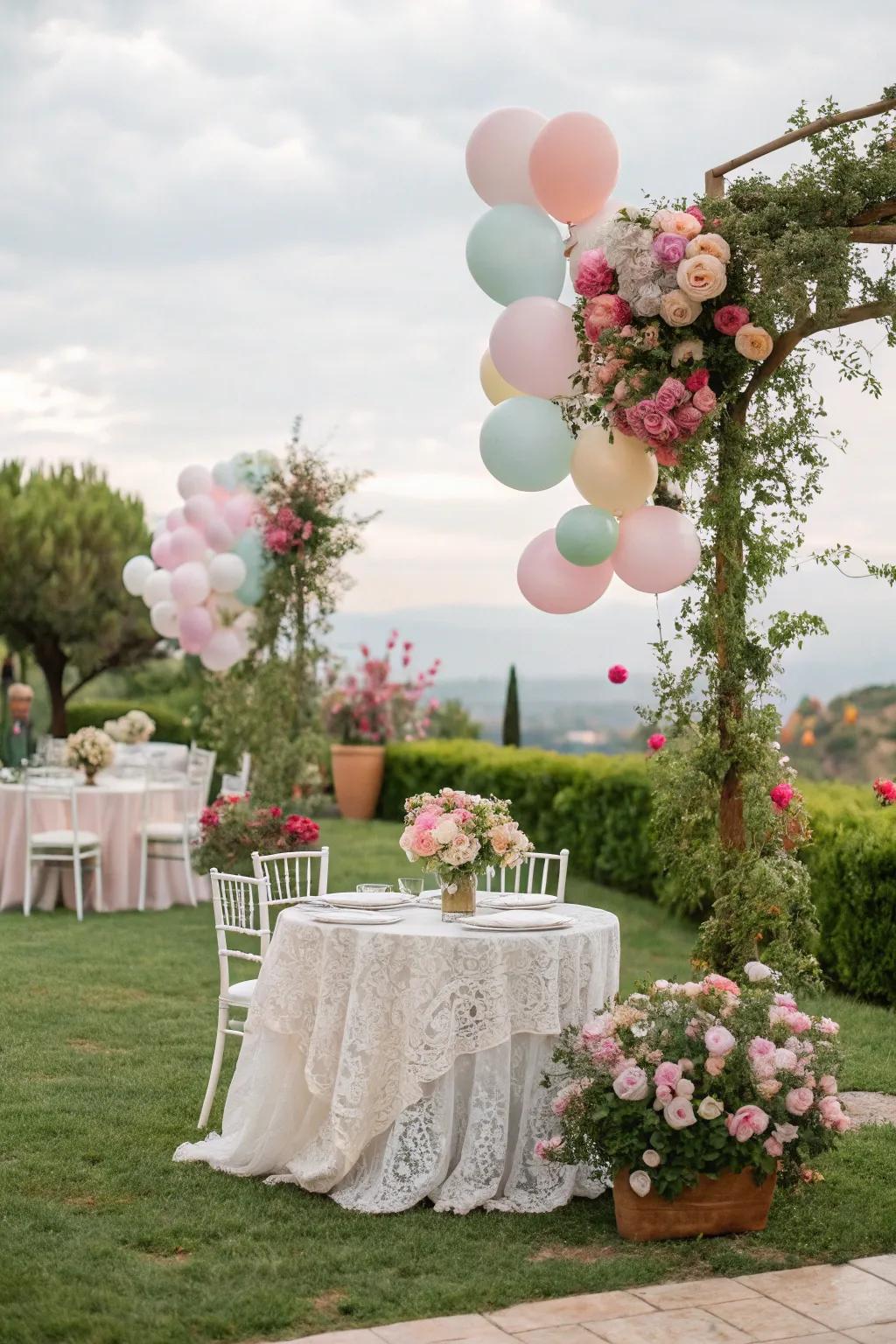 Garden-themed baby shower featuring blooming and elegant decor