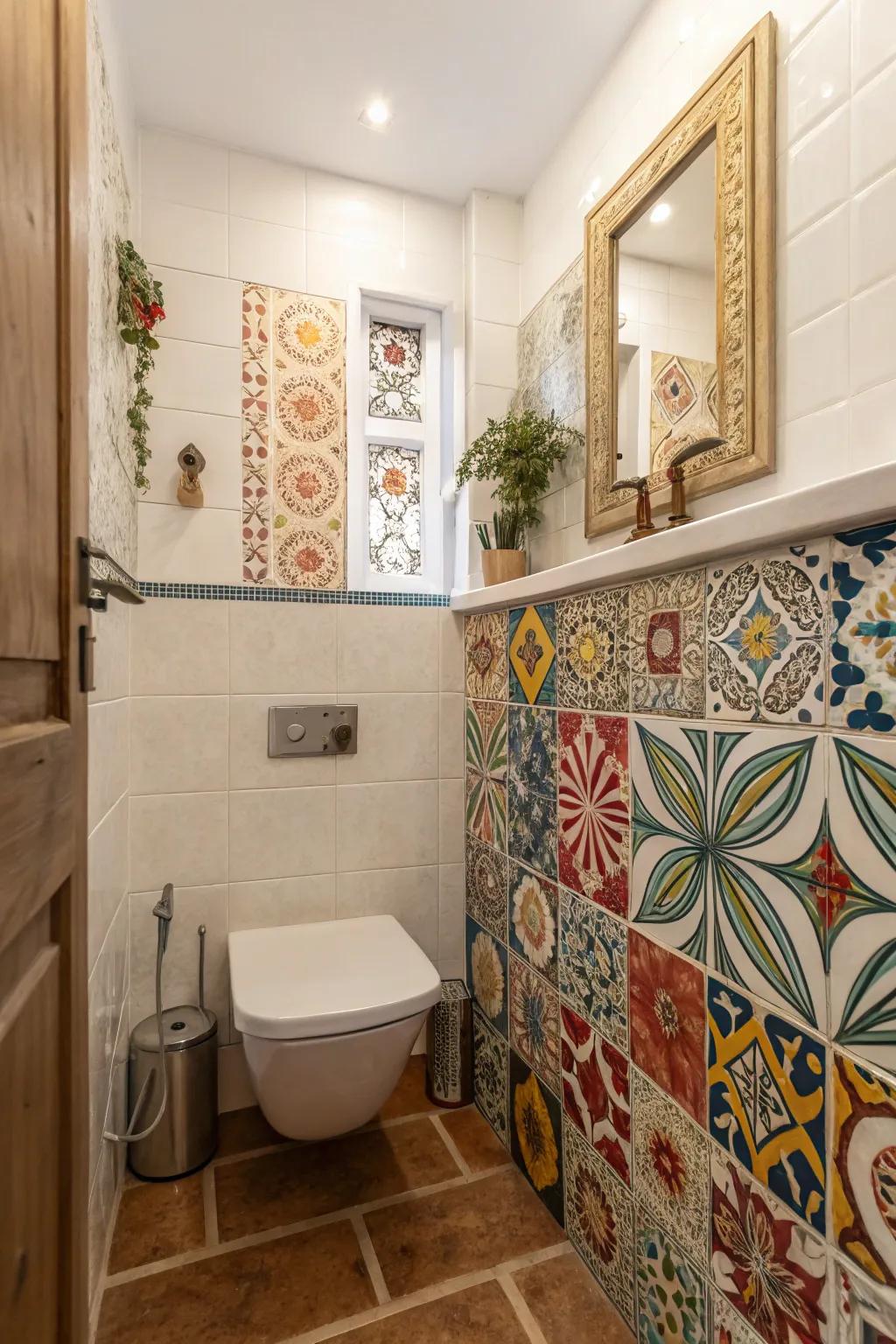 Artistic tiles bring creativity and visual flair to your bathroom.